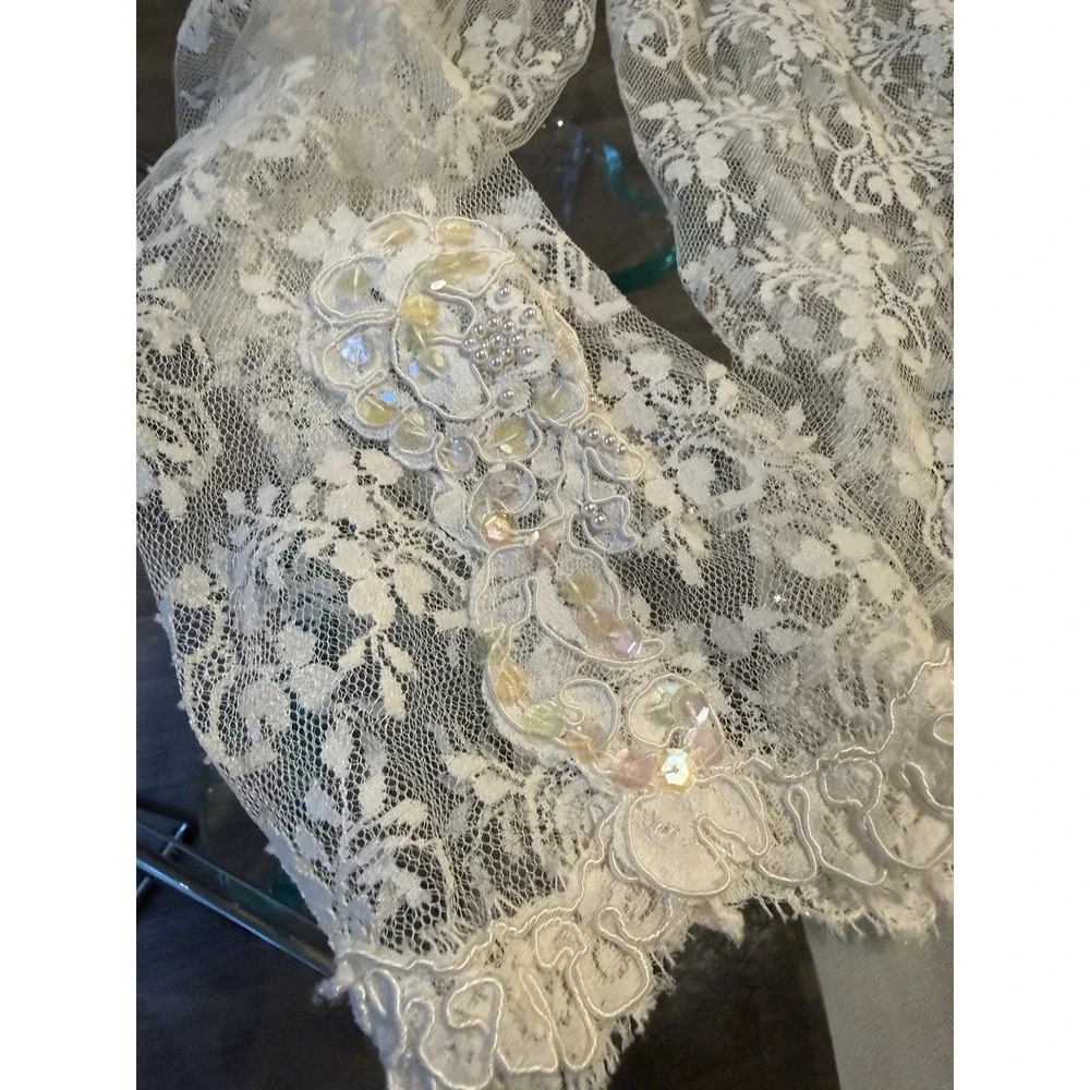 Vintage Victoria's Secret Gold Label Bridal Robe Embellished Slip Gown Ivory